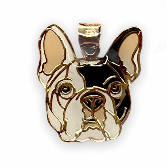10K Gold Frenchie Charm Enamel Pendant - Picture 1 of 4